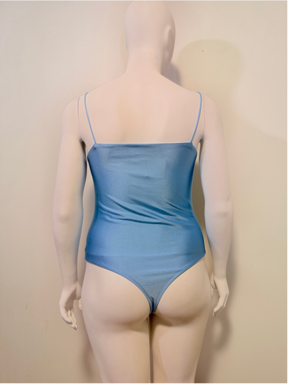 Bar III Women's XL Blue Satin Square-Neck Compression Thong Bodysuit NWT - Picture 4 of 5